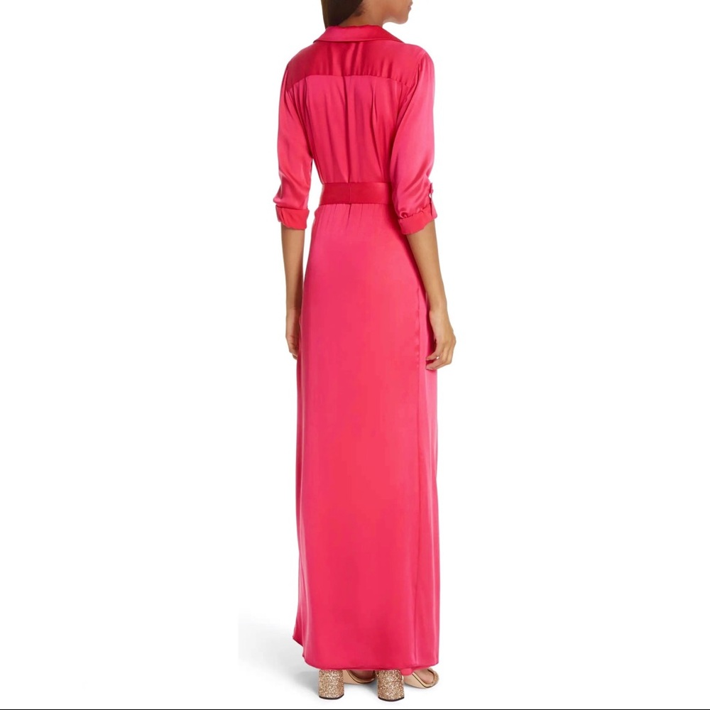 NEW ALICE + OLIVIA PINK SILK WRAP MAXI DRESS - Picture 9 of 12